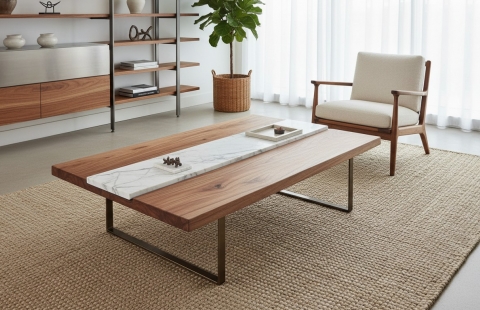 The Art of Contrast: Elevating Home Decor by Fusing Acacia Wood with Marble and Metal